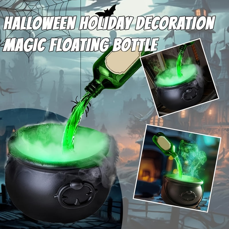 Floating Bottle Skeleton Cauldron Lamp - Bubbling Witch Pot Halloween Decoration