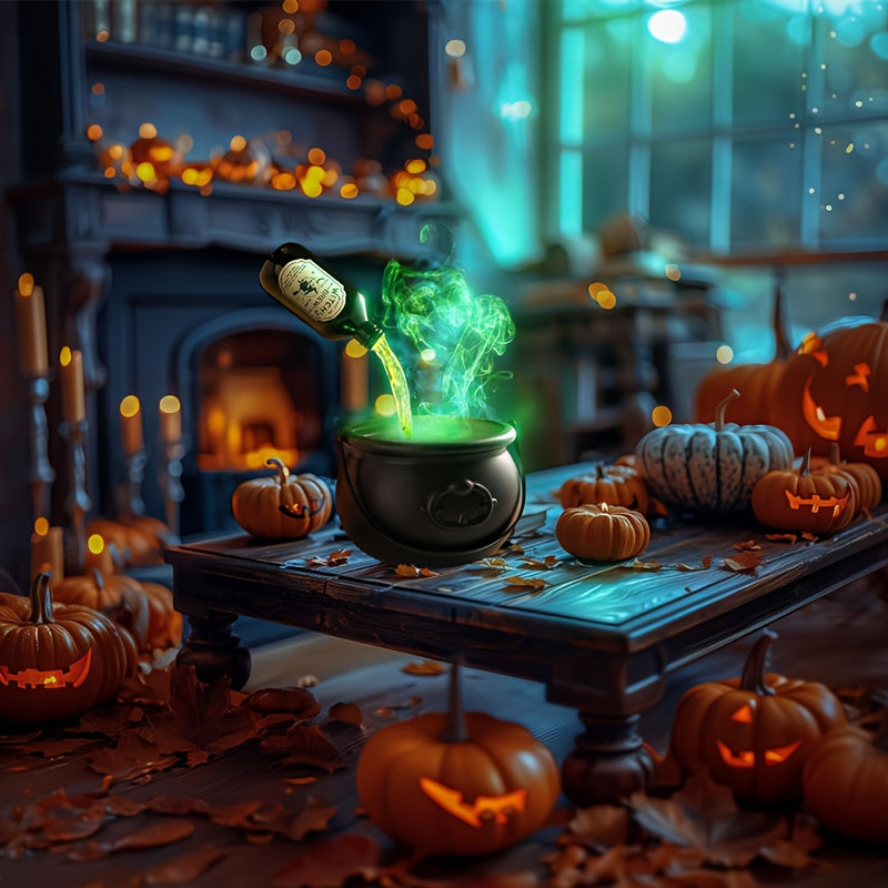 Floating Bottle Skeleton Cauldron Lamp - Bubbling Witch Pot Halloween Decoration